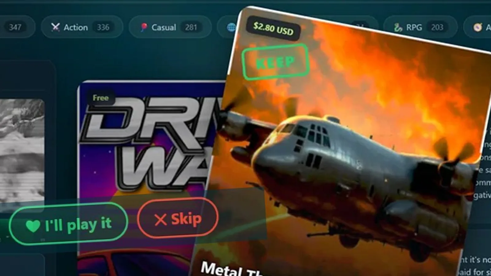 Screenshot limpa do app Dustpile para organização de jogos Steam