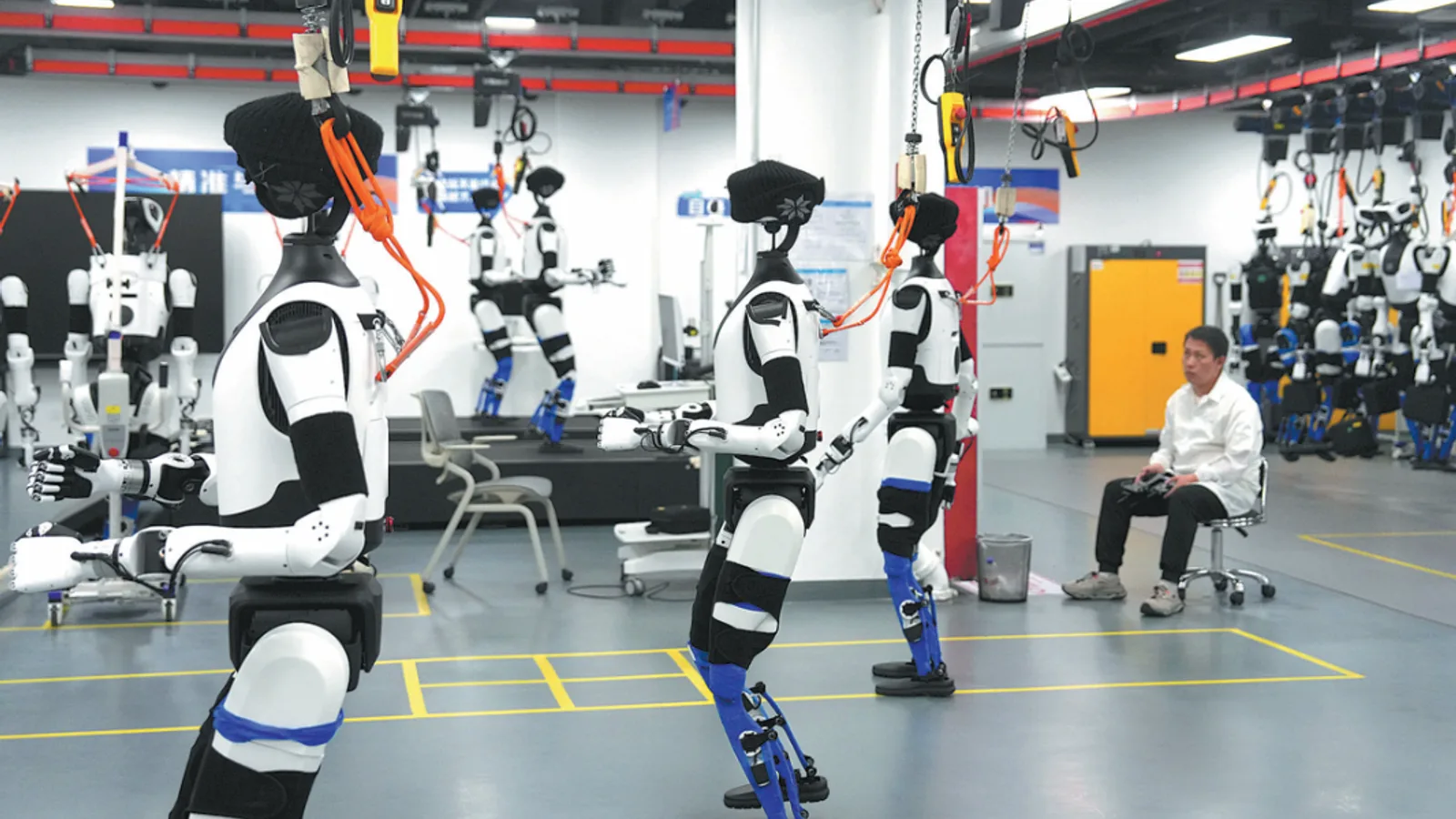 Humanoid robots in AI research center