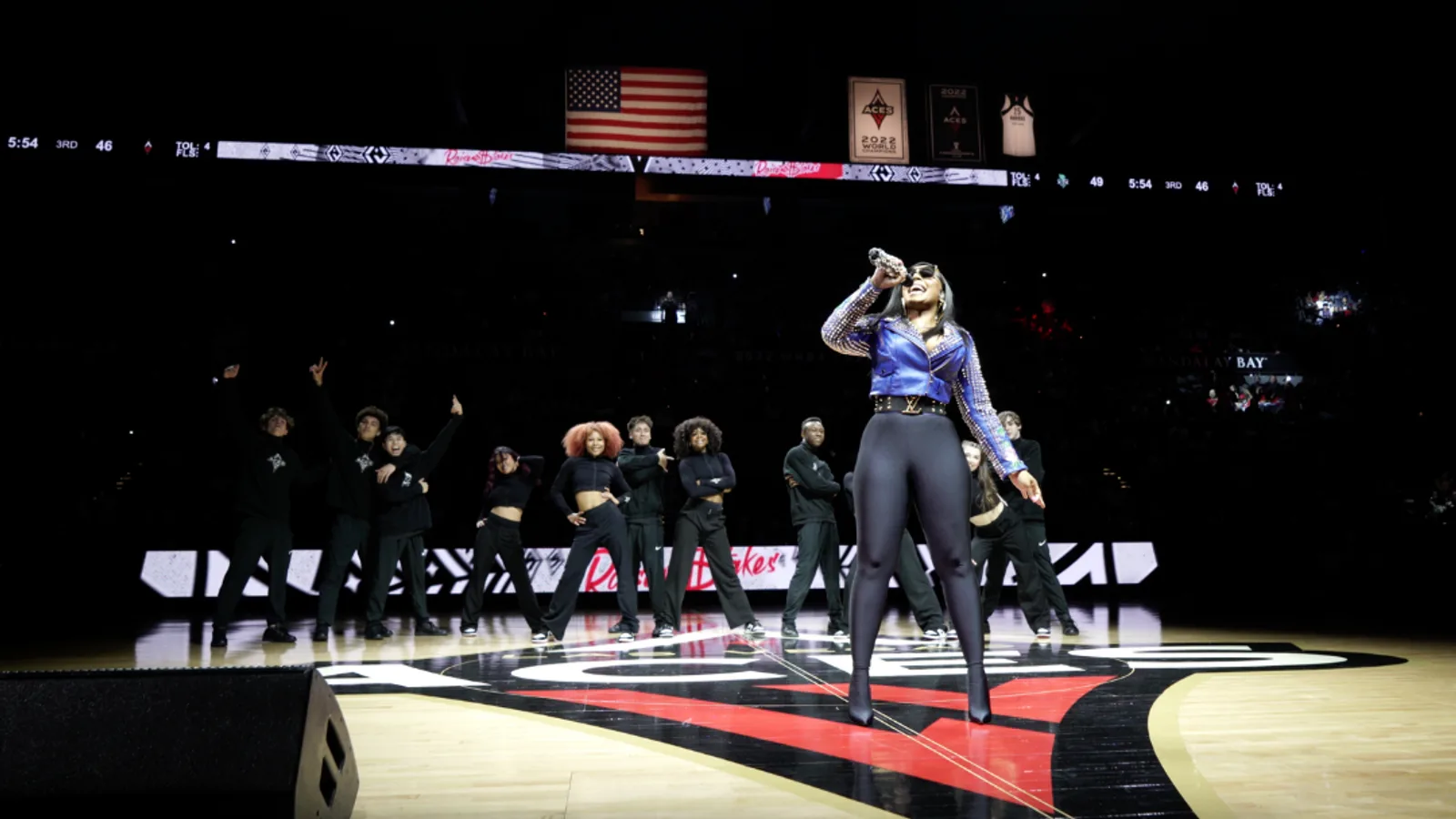 Time de basquete Las Vegas Aces durante partida oficial