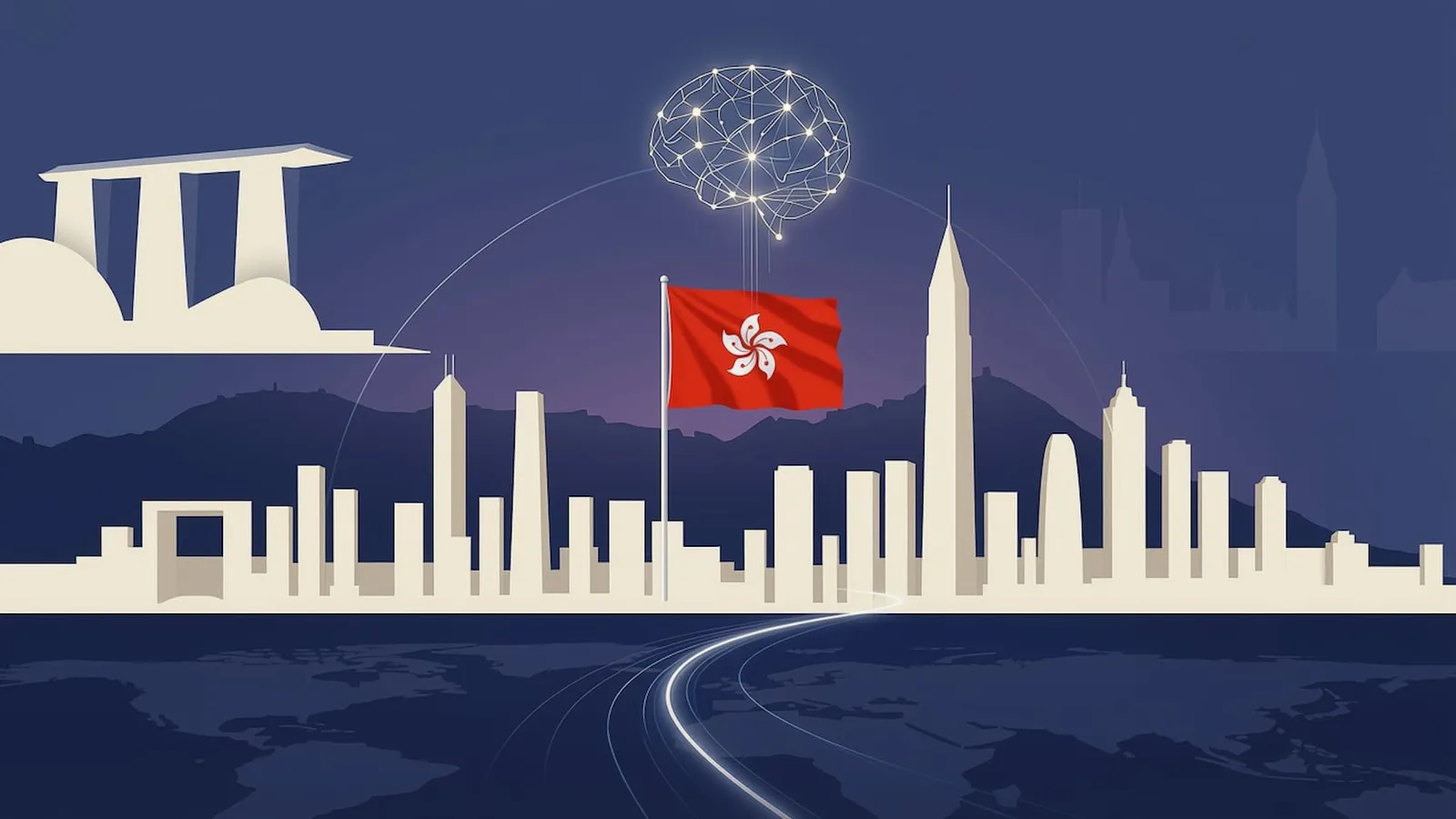 infographic about AI adoption strategy in Hong Kong with references to Singapore and UK