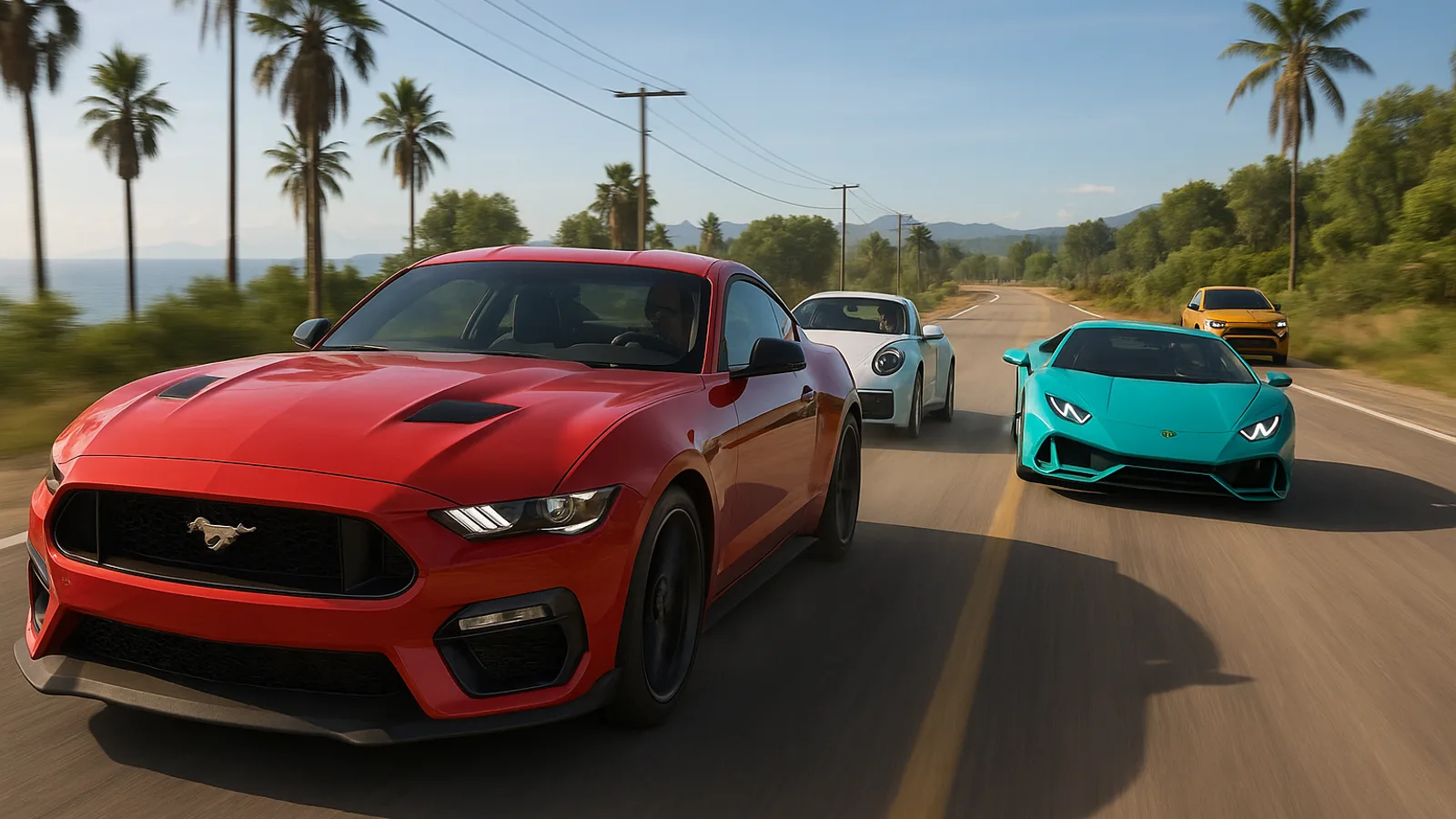 Cena de corrida do jogo Forza Horizon 6 no Xbox